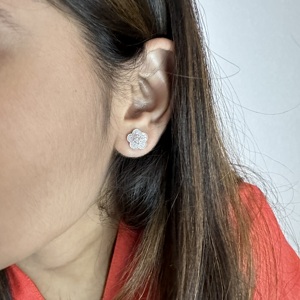 Pendientes de diamantes de corte redondo de color E cultivados en laboratorio de 1,08 quilates para mujer en oro de 14K y 18K chapado en rodio, venta al por mayor - Product Image 4