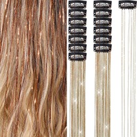 Agent d'achat de cheveux Fil métallique holographique Tinsel Hair Extensions de cheveux invisibles colorés avec mèches métalliques