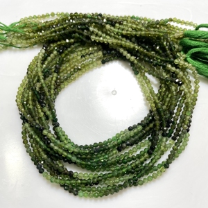 2.5MM Green Tourmaline Faceted Rondelle Shape Beads Natural Gemstone Tiny Beads, Wholesale Beads Shop - Product Image 3