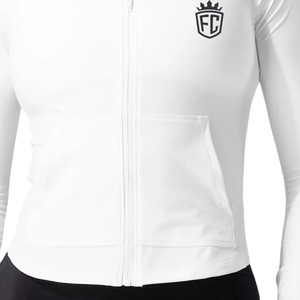 <b>Womens</b> <b>White</b> Zip Up Hoodie Stretch Performance Jacket <b>Long</b> <b>Sleeve</b> Fitted Activewear <b>Top</b> For Gym Training Yoga - Product Image 6