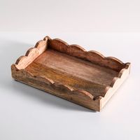 Plateau de service moderne en bois découpé au laser avec poignée, compatible lave-vaisselle et micro-ondes, personnalisable, pour petit-déjeuner, lit, cuisine, table à manger, décoration