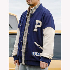 Veste universitaire en laine avec logo personnalisé de haute qualité pour hommes broderie surdimensionnée à col montant haute rue saison d'hiver-vente en entrepôt - Product Image 1