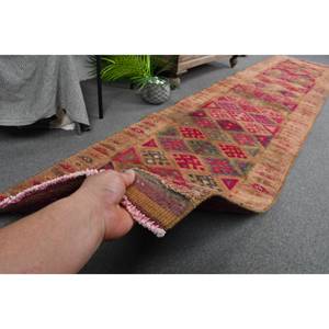 Tapis ethnique vintage en laine turque patchwork rouge et marron avec dos en latex - 24x11,3 pieds - Product Image 3