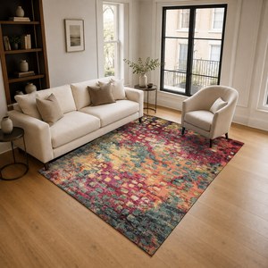 <b>RUGS</b> DEPOT LXDP-0014 Wholesale Red <b>Burgundy</b> Marble Effect Digital Printed Machine Washable Chenille Area <b>Rug</b> Non Slip - Product Image 2