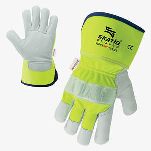Skatiq SG-8020 High Quality Cowhide Leather Work Gloves Original Anti-Slip <b>Hand</b> and <b>Arm</b> <b>Protection</b> with Lining - Product Image 1
