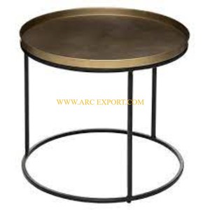 Mesa nido de metal con tapa de madera y base de hierro metálico Color negro Hogar y sala de estar restaurante decorativo mesas de muebles de lujo - Product Image 4