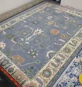 พรมเช็ดเท้า9x12สีฟ้าสไตล์ตุรกีสีสันสดใสมีลวดลายแอบสแตรกปรับแต่งได้ - Product Image 6