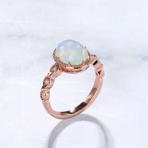 Jeulia Enchanting <b>Moon</b> Oval Cut Moonstone Rose Gold Plated Sterling Silver <b>Ring</b> - Product Image 6