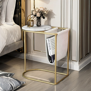 Ensemble de table basse gigogne en bois rond blanc brillant avec pieds en or Table d'appoint bon marché pour chambre à coucher décor à la maison - Product Image 6