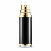 Flacon pompe sans air noir et or 50 ml, emballage cosmétique rechargeable sous vide