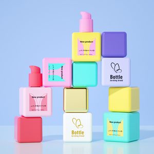 Elegante Flacone Quadrato <span class=keywords><strong>Rosa</strong></span> da 1oz per Fondotinta e Siero, Bottiglia in Vetro per Cosmetici con Tappo Cubico - Product Image 2