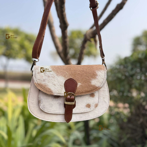 Bolso bandolera de estilo occidental de piel de vaca auténtica, nuevo bolso bohemio de usos múltiples de diseñador para mujer con patrón de caramelo - Product Image 1
