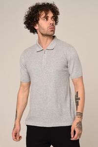 Polo classique d'été décontracté de luxe pour hommes 100% coton tricoté T-Shirt marine quart de fermeture éclair au crochet solide à manches courtes - Product Image 3