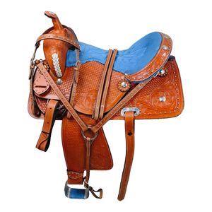 Venta al por mayor de calidad superior, monturas de carreras de barril, monturas de caballo occidentales hechas a mano de cuero genuino, suministro de monturas de rodeo de vaquero a granel - Product Image 1