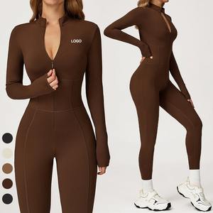 Women's Winter Warm <b>Bodysuit</b> Fleece Lining Zip Sleeveless Workout Rompers Active Wear Slim Fit One Piece <b>Yoga</b> Pants Jumpsuit - Product Image 2