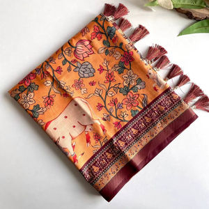 คอลเลกชั่นแต่งงาน Saree vscose zari patta ชายแดนและพิมพ์ดิจิตอลพู่ที่แนบมาในงานเทศกาลของผู้หญิง - Product Image 1