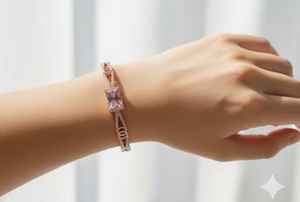 Lujo Rosa Rodio Polaco Estilo de lujo Kada Designer CZ AD Full Stone Party Wear Joyería para mujeres y damas de honor - Product Image 3