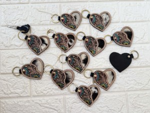 High quality Cowhide Fur Leather Tooled leather Keyrings Handcrafted Stylish Unique Pattern Keychain Hot Sale <b>Key</b> Chain - Product Image 6