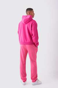 Sweat à capuche épais et oversize en molleton bouclette 100 % coton pour homme, style streetwear thermique, brodé, teint uni, collection automne - Product Image 5