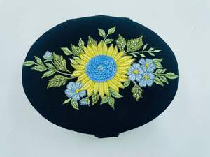 Organisateur de bijoux en velours noir de luxe, forme ovale, en bois et tissu, brodé à la main, couleur et taille personnalisées, rangement pour bagues - Product Image 2