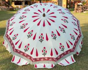 Parasol de jardin imprimé à la main, prix de gros exclusif, design bohème, protection solaire, coton - Product Image 4