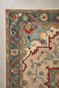 Alfombra de Lana Tejida a Mano Oushak, Diseño de Medallón Turco Vintage, Ecológica, para el Hogar y la Sala de Estar - Product Image 3