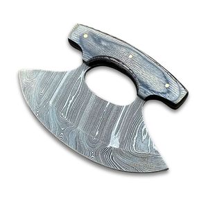 Bushcraft Couteau Ulu personnalisé fait à la main en acier damas Couteau Ulu damas d'Alaska avec gaine pour des utilisations polyvalentes - Product Image 1