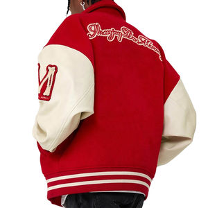 Chaqueta Universitaria Personalizada al por Mayor para Hombre, Elegante Bordado Chenille, Mangas de Cuero Genuino, Tallas Grandes, Chaquetas de Béisbol para Hombre - Product Image 3