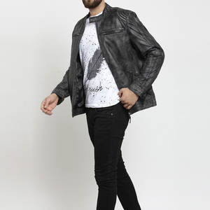 Veste d'hiver en cuir de couleur unie Offre Spéciale de service OEM avec col montant veste en cuir de marque privée - Product Image 4