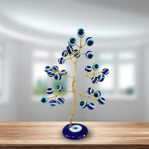 Árbol de cristal de mal de ojo azul decorativo para oficina y sala de estar equilibrio espiritual árbol de mal de ojo azul hecho a mano - Product Image 4