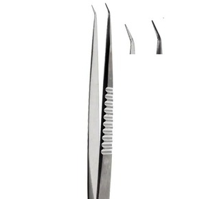 Micro fórceps de acero inoxidable de alta calidad 13,5 cm/0,3mm Punta en ángulo-Micro fórceps de cirugía - Product Image 1