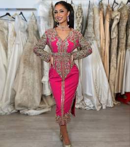 2025 élégant rose Karakou robe avec de belles perles de cristal embellies verre pierre Dabka travail fait velours tissu - Product Image 1