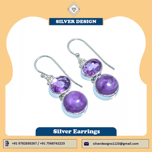 ต่างหูห้อยเงินสเตอร์ลิงของผู้หญิงทำด้วยมืออัญมณีชารอยต์ธรรมชาติสำหรับงานแต่งงาน - Product Image 4