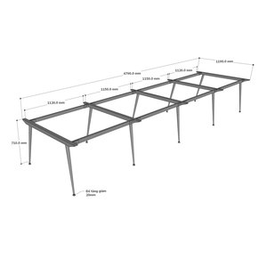 Industrial-Style 8-Seater <b>Dining</b> <b>Table</b> 480x120cm CONE System HCCO028 Modern Assembly Steel Frame for Apartments Hotels Bedrooms - Product Image 4