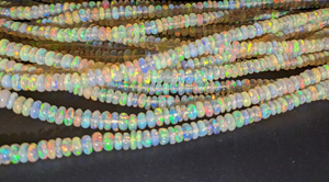 Perles d'opale de feu Welo éthiopiennes 3-5mm, perles rondelles lisses naturelles, faites à la main, pierre du Rajasthan, certifiées par un tiers, Mehrajudin - Product Image 4