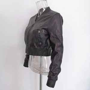 Venta al por mayor de calidad superior último diseño elegante señoras recortadas chaqueta de cuero para las mujeres transpirable otoño producto terminado - Product Image 4