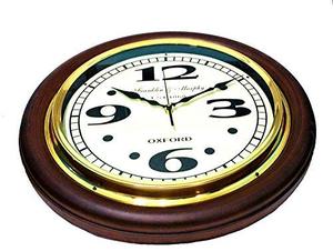 Handmade Shiny Polished Nautical <b>Wall</b> <b>Clock</b> Brass and Wooden Base Metal Casting Technique - Product Image 2