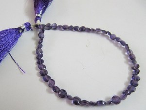 Briolette con forma de moneda facetada de amatista natural, cuentas de 6mm vendidas por hebra, cuentas moradas de piedras preciosas de amatista africana de 8 pulgadas de largo - Product Image 4