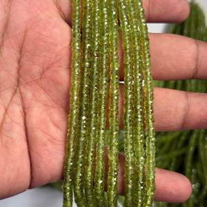 Perles de Heishi en péridot vert de haute qualité, facettées, de 4 mm à 5 mm, pour la fabrication de bijoux - Product Image 3