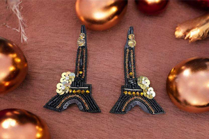 Bijoux faits main en perles de rocaille, design parisien, accessoires de mode tendance, perles noires, accessoires de mode personnalisés - Product Image 2