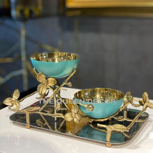 Plateau de table en métal doré fait à la main bol à fruits décoratif dernière conception de fleurs bol à fruits secs dernière qualité - Product Image 3