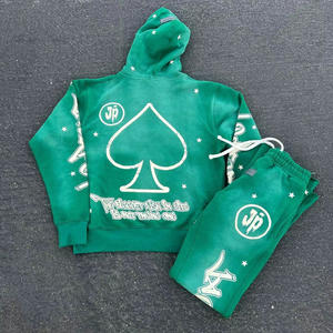 Conjunto de Sudadera con Capucha y Pantalones Acampanados de Chándal para Hombre, de Invierno, Color Liso, con Lavado Ácido y Efecto Desgastado 3D - Product Image 4