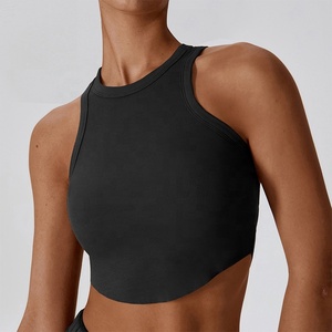 Nouveau débardeur de sport court côtelé pour femme, en denim de haute qualité, imprimé numériquement, coupe-vent, respirant, doublé, personnalisable et uni - Product Image 5