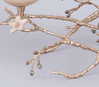Support de bougie artisanal de luxe en or avec motif oiseau et vigne, avec coupelle en verre dégradé, écologique, pour la décoration de Noël à la maison et sur la table