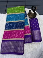 Saree Modern Wanita Bahan Kain Baru dengan Bordir Jacquard Tebal, Cetakan Batik Cantik, Bahan Daur Ulang, Anti Kusut untuk Pesta