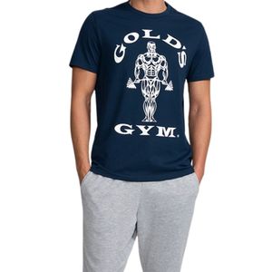 Camiseta de gimnasio de algodón orgánico azul marino de alta calidad, ropa deportiva transpirable para hombres, culturismo, Fitness, ajuste regular, gimnasio dorado - Product Image 2