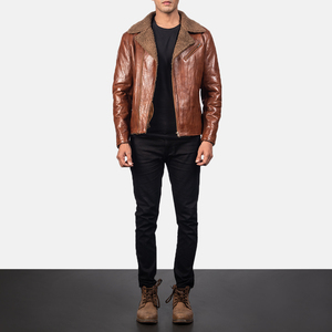 Elegant Cow Skin Genuine <b>Leather</b> <b>Men's</b> Winter Jacket Casual Waterproof Eco-Friendly Breathable Professional Front Customizable - Product Image 6