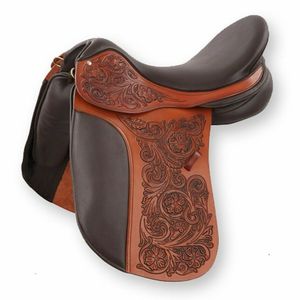 Selle de dressage anglaise de haute qualité pour l'équitation siège en cuir souple fin équipement équin - Product Image 1
