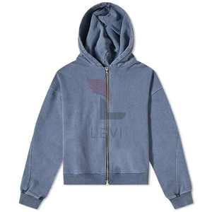 Sweat à capuche léger en polyester/coton, coupe classique, délavage acide, pour homme, nouvelle collection automne, broderie 3D unie - Product Image 2