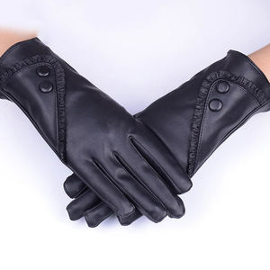Guantes de invierno de cuero de lujo para Mujer | Guantes cálidos y suaves para conducir | Manoplas de cuero PU de moda con diseño de botones - Product Image 4